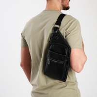 Сумка-слинг мужская из искусственной кожи, цвет чёрный Сумка-слинг мужская из искусственной кожи, цвет чёрный