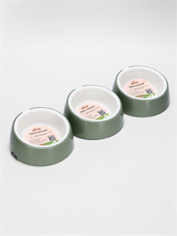 Лего-миска для животных с наклоном "Юта" 0,3л бело- фисташковый