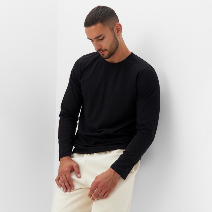 Джемпер (лонгслив) мужской MINAKU: Basic line MAN цвет черный ,размер 52