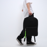 Рюкзак школьный текстильный со брелком стропой, 38х29х11 см, чёрный Рюкзак школьный текстильный со брелком стропой, 38х29х11 см, чёрный