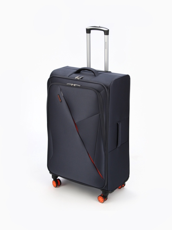 Чемодан 28", Текст, 47*31*78, отд на молнии, код замок, 4 колеса, т.серый