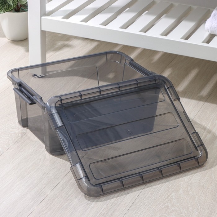 Контейнер для хранения с крышкой &laquo;Кип&raquo;, 11 л, 37,5&times;28,5&times;16 см, цвет чёрный прозрачный