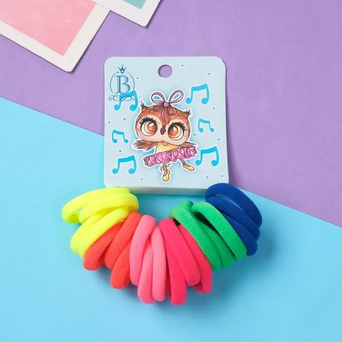 Резинка для волос "Венди" (набор 20 шт) балерина, 2,5 см, яркий