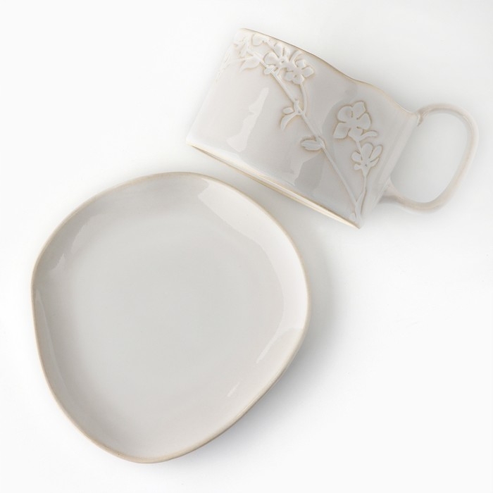 Чайная пара керамическая &laquo;Керамик&raquo;, 2 предмета: кружка 220 мл, блюдце 13х13,6 см