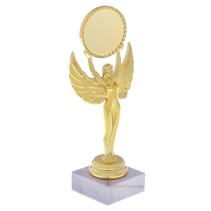 Наградная фигура &laquo;Ника с шаром&raquo;, подставка камень белая, 18 х 7 х 5 см.