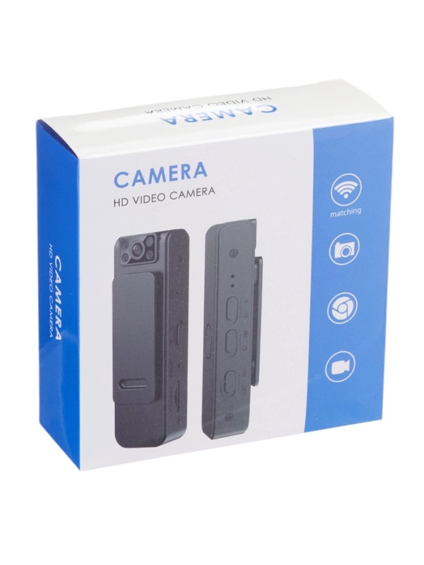 Видеокамера нагрудная CAM-16, 1920х1080, Full HD 1080p, 2 Мп, микрофон, чёрная