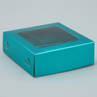 Коробка для конфет, кондитерская упаковка, 4 ячейки, &laquo;Голубая&raquo;, 10.5 х 10.5 х 3.5 см