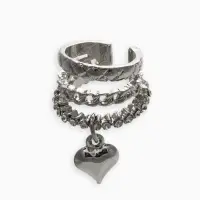 Кафф&laquo;Стиль&raquo; сердце, стеганое, белые в серебре