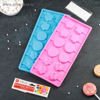 Форма для леденцов Доляна &laquo;Вкусная сладость&raquo;, силикон, 26,5&times;11,5 см, 12 ячеек (d=3,5 см), с палочками, цвет МИКС