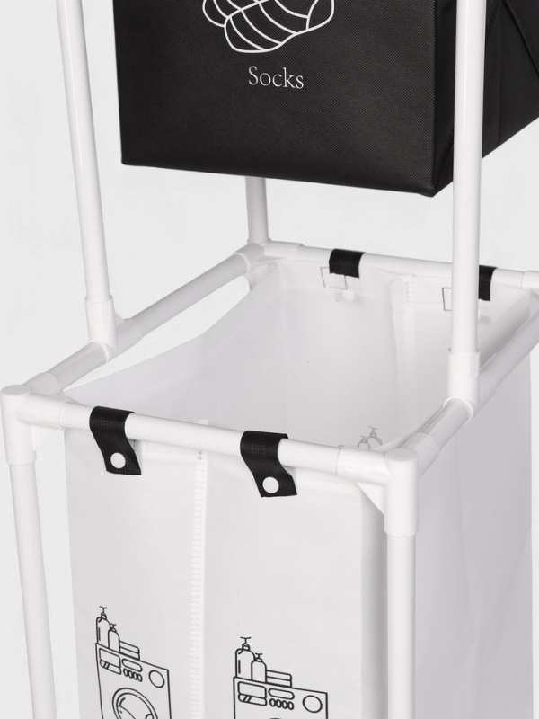 Корзина для белья складная 28х39х95 см, цвет черный, белый