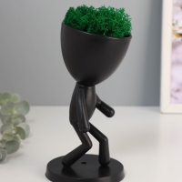 Кашпо пластиковое "Мистер Грин бежит" 16,5*8,5*8,5 см черный