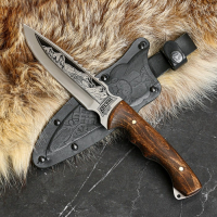 Нож кавказский, туристический "Викинг" с ножнами, сталь - 40х13, вощеный орех, 14.5 см