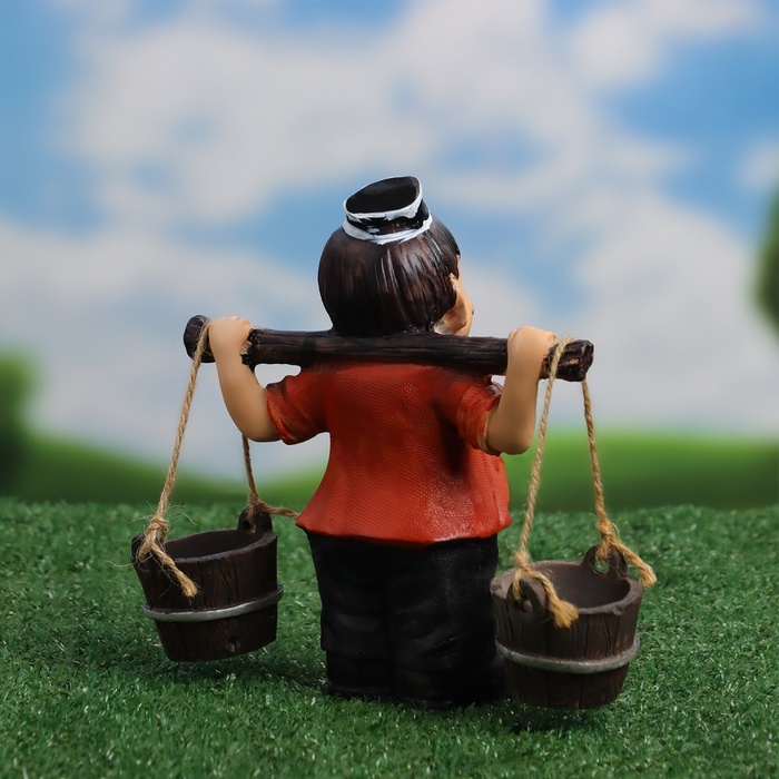 Садовая фигура "Дедушка с ведрами" 20х7х19см