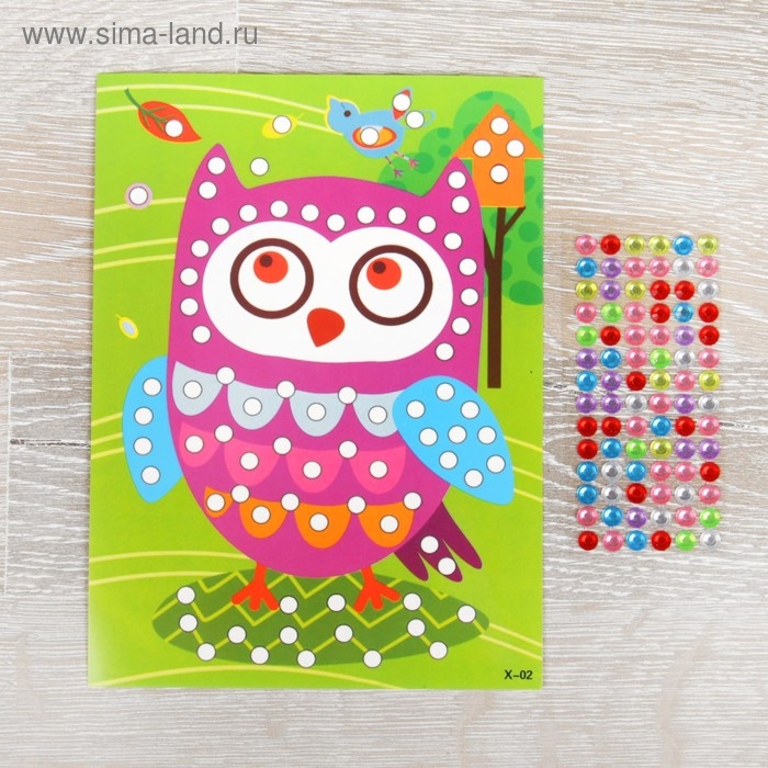 Аппликация круглыми стразами &laquo;Совушка&raquo;