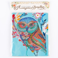 Алмазная вышивка &laquo;Сова-красавица&raquo;, с подставкой, с частичным заполнением
