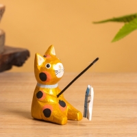 Сувенир &laquo;Кот рыбак&raquo;, 3&times;6&times;7 см, дерево, золотой