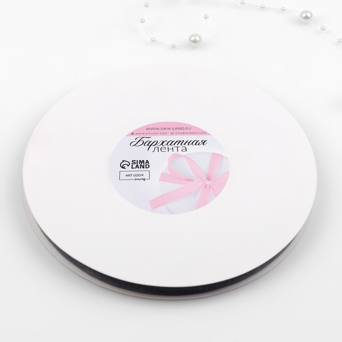 Лента бархатная, 10 мм, 18 ± 1 м, цвет серый №63 Лента бархатная, 10 мм, 18 ± 1 м, цвет серый №63