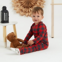 Костюм: джемпер и брюки Крошка Я "Клеточка", рост 74-80 см, красный