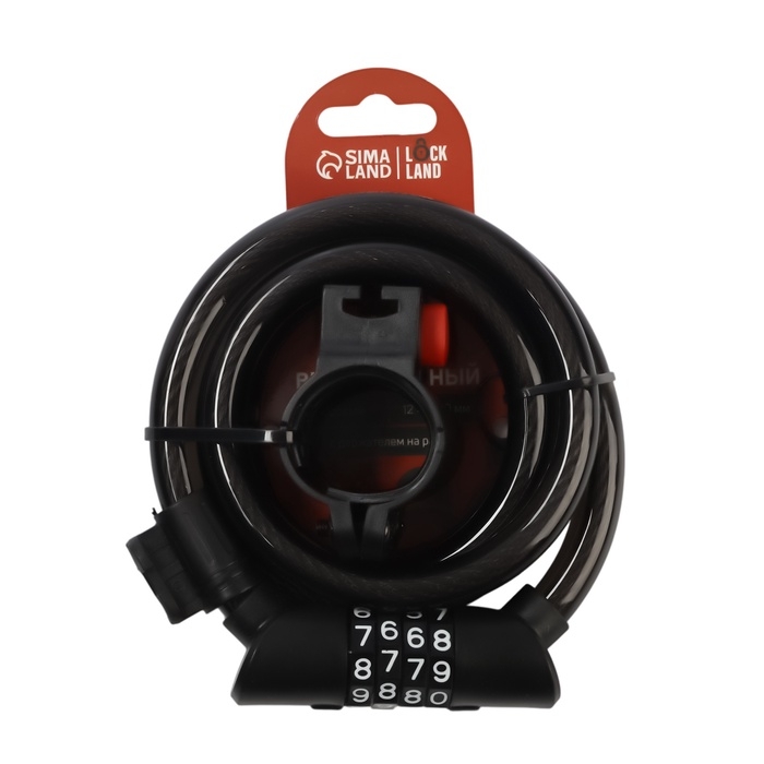 Замок навесной велосипедный LOCKLAND, 12х1200 мм, кодовый замок, с держателем на раме