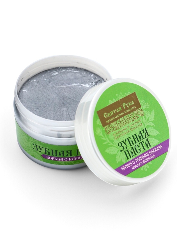 Паста зубная черная с Кавказскими травами, Паста зубная черная с Кавказскими травами, "Святая рука", 50 мл