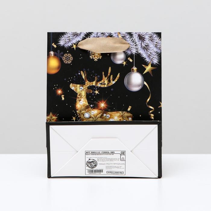 Пакет ламинированный Пакет ламинированный "Золотистый олень", 11,5 x 14,5 x 6 см