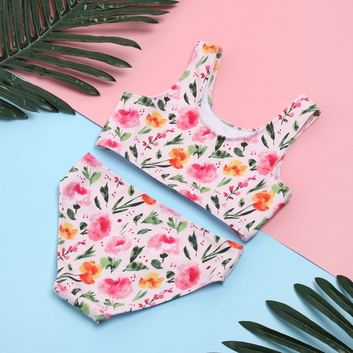 Купальник детский KAFTAN Купальник детский KAFTAN "Цветы", рост 122 см, розовый