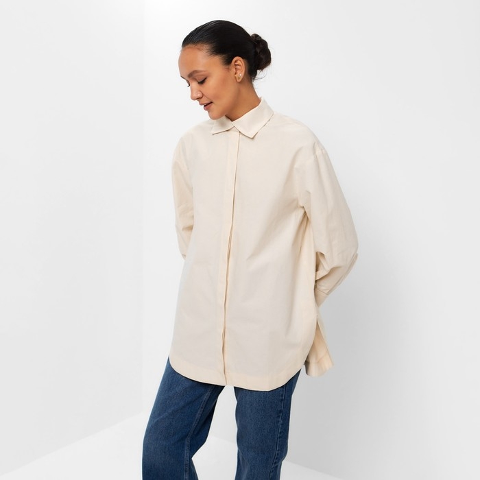 Рубашка женская MINAKU: Casual Collection цвет молочный, р-р 48 Рубашка женская MINAKU: Casual Collection цвет молочный, р-р 48