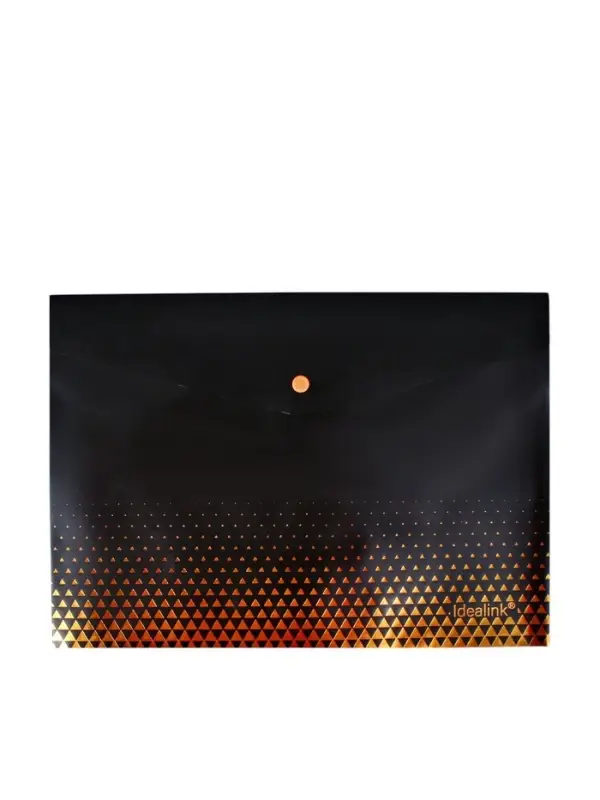 Папка-конверт на кнопке формат А4 180мкр Черная с металлизированной отделкой МИКС (шр на шт)   10843