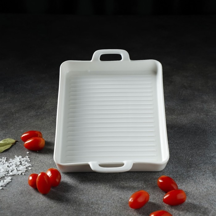 Блюдо фарфоровое для запекания Magistro &laquo;Гриль Бланш&raquo;, 600 мл, 25,3&times;17,8&times;3 см, цвет белый