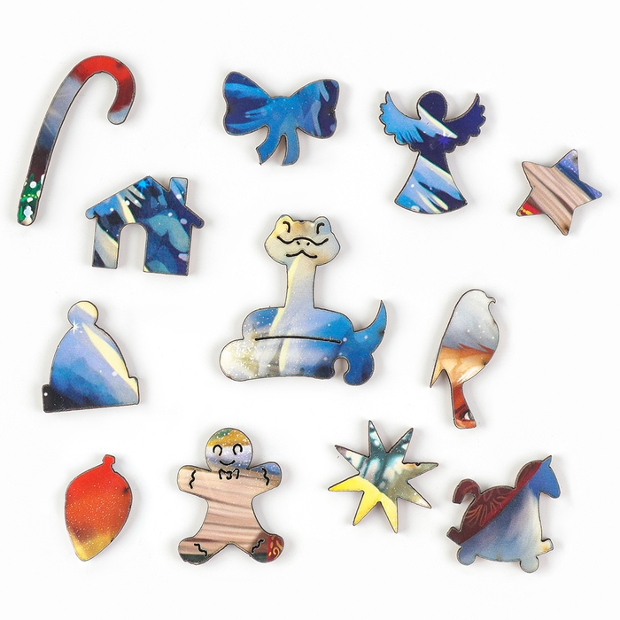 Пазлы фигурные деревянные &laquo;Новогодняя сказка&raquo; со святящимися деталями, 146 элементов