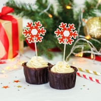 Шпажки для канапе &laquo;Снежинка&raquo;, набор 12 шт., цвет красный