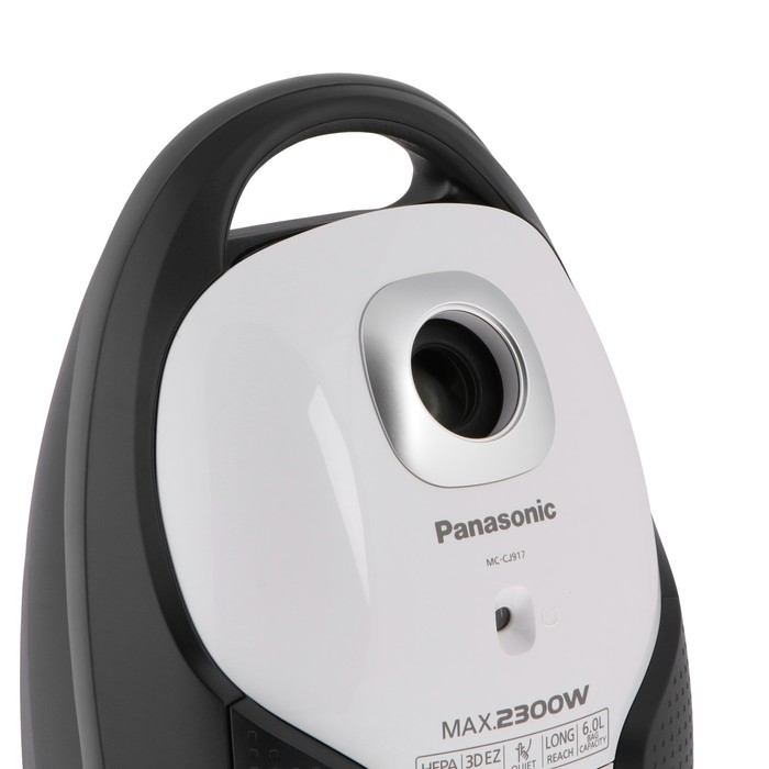 Пылесос PANASONIC MC-CJ917W, мешок, 2300 Вт, 6 л, 60 дБ, шнур 7 м, белый Пылесос PANASONIC MC-CJ917W, мешок, 2300 Вт, 6 л, 60 дБ, шнур 7 м, белый