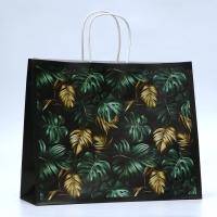 Пакет подарочный крафтовый "Золотые листья" 31,5 х 25 х 11,5 см, 120 г/м&sup2;