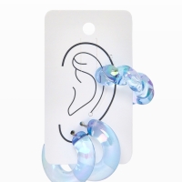 Набор серьги и каффы 3 шт &laquo;Нежность&raquo; косичка, цвет голубой в серебре