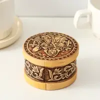 Шкатулка круглая "Машенька", 8,5х5см, береста