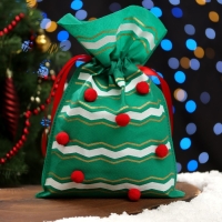 Новый год. Мешок подарочный "Помпоны", 20 х 30 см Новый год. Мешок подарочный "Помпоны", 20 х 30 см