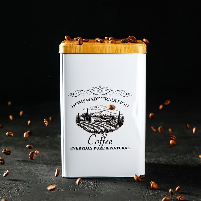 Банка для кофе &laquo;Дом и поле&raquo;, 19&times;12&times;8 см, цвет белый