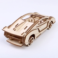 Конструктор из дерева &laquo;Спортивная машина&raquo;, 19,1х8,1х5,8 см, в комплекте краски, кисточка и наждачная бумага