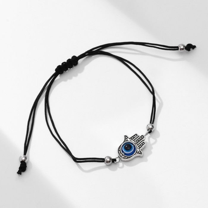 Браслет-оберег «Рука счастья Хамса», цвет чёрно-синий с чернёным серебром, d=9 см Браслет-оберег «Рука счастья Хамса», цвет чёрно-синий с чернёным серебром, d=9 см