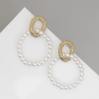 Серьги с жемчугом &laquo;Бусина&raquo; переплетение чувств, цвет золото