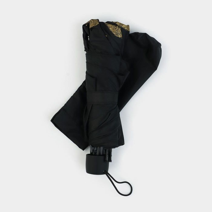 Зонт женский механический &laquo;Золотые перья&raquo;, 8 спиц, d=95, цвет чёрный