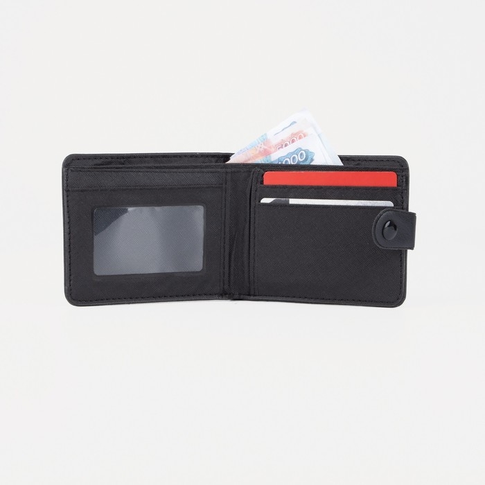 Портмоне мужское на кнопке, отдел для купюр, для карт, цвет чёрный Портмоне мужское на кнопке, отдел для купюр, для карт, цвет чёрный