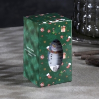 Светодиодная фигура &laquo;Белый подарок со снеговиком&raquo; 6.3 &times; 11.5 &times; 6.3 см, пластик, батарейки АААх3 (не в комплекте), эффект пламени