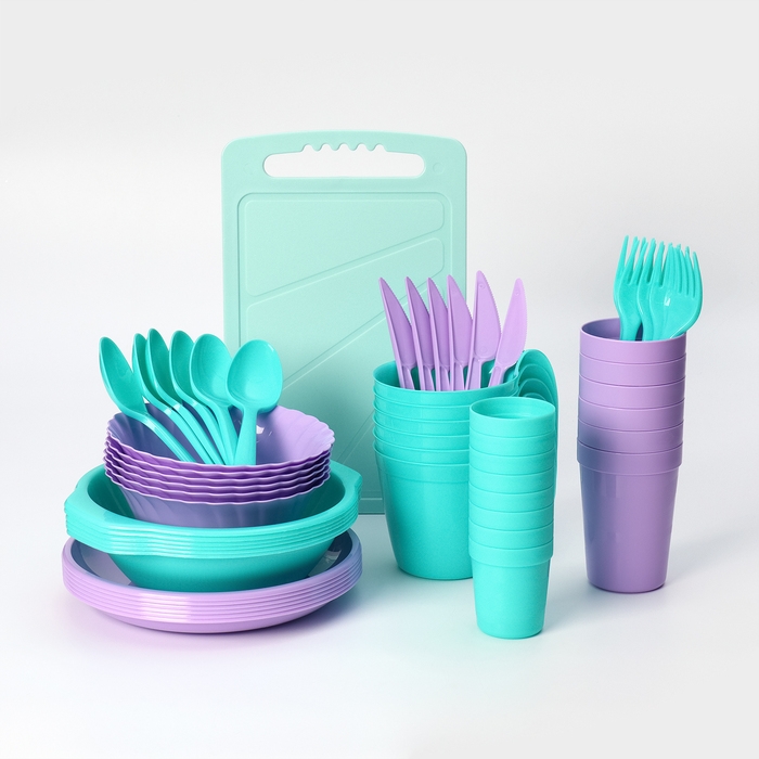 Набор посуды для пикника на 6 персон &laquo;Все за стол &ndash; 2&raquo;, 52 предмета, цвет МИКС