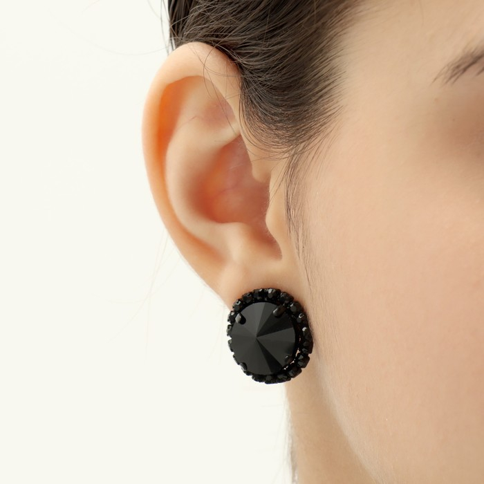 Набор 2 предмета: серьги, колье &laquo;Вернисаж&raquo; круг ажурный, цвет чёрный, 35 см