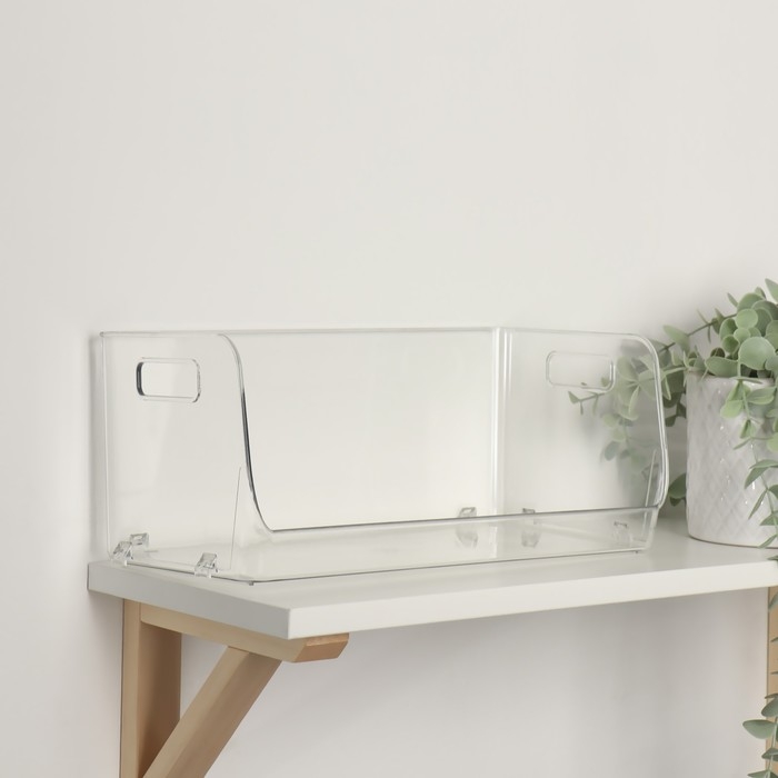 Органайзер для хранения, с ручками, 1 секция, 30 &times; 14 &times; 13 см, цвет прозрачный