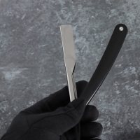 Опасная бритва, шаветт, без лезвия, 16,5/24 &times; 2,5 &times; 1,3 см, пластиковая, цвет чёрный/серебристый