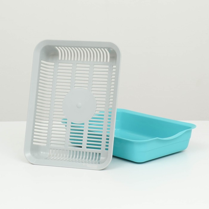 Туалет с сеткой, 35,5х26х7 см, серый/бирюзовый