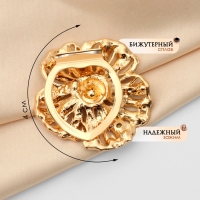 Зажим для платка &laquo;Цветок&raquo; волнистый, цветной в золоте