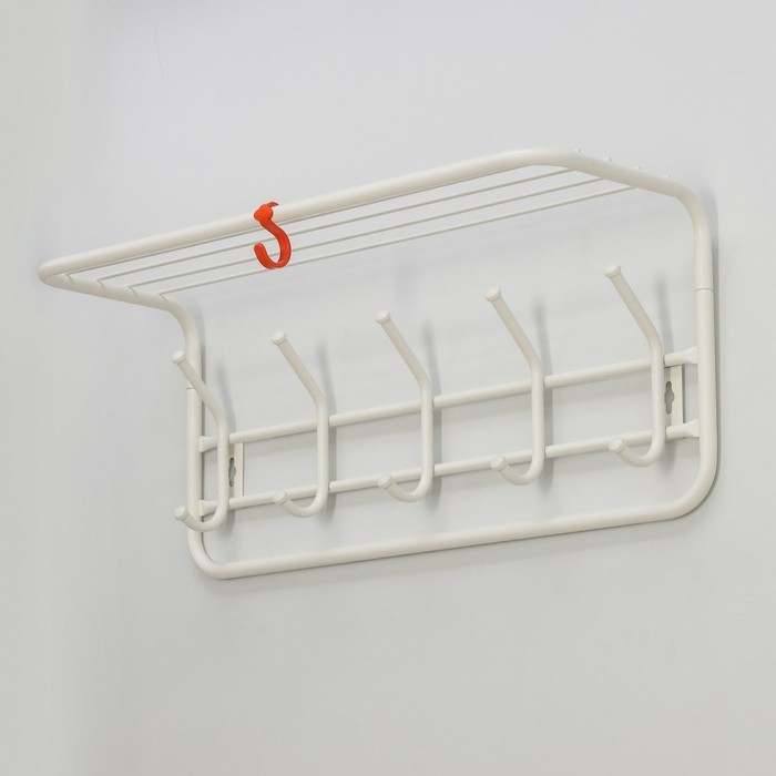 Вешалка настенная с полкой, 60&times;22&times;26,5 см, цвет белый